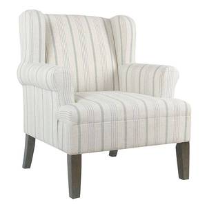 lot 41437 image: HomePop Emerson Rolled Arm Accent Chair - Dove Grey Stripe- Retail$339.49