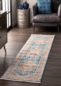 lot 41475 image: nuLOOM Traditional Vintage Medallion Dominykas Area Rug - 2 x 8 Runner - Blue