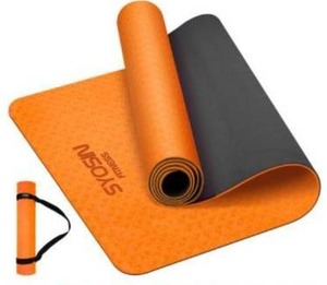 lot 41477 image: SYOSIN Yoga Mat, 6mm TPE Non-Slip Yoga Mat with Carrying Strap for Workout Eco Friendly Exercise Mat for Home Gym, Fitness Mat