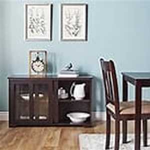 lot 41418 image: Porch & Den Jefferson Glass Sliding Door Stackable Cabinet- Retail$161.49