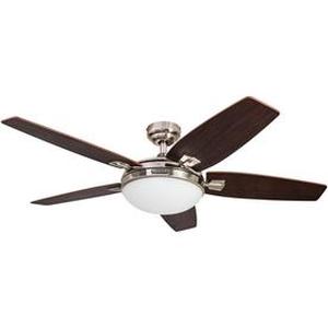 lot 20869 image: 48 Honeywell Carmel Brushed Nickel Ceiling Fan with Integrated Light and Remote SLIGHT DAMAGE