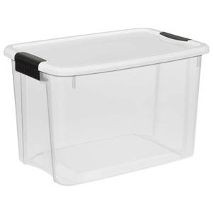 lot 39933 image: Sterilite 1985 30Quart Ultra Latch Storage Box with White Lid & See-Through Base