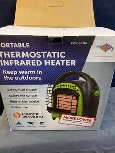 lot 58449 image: PORTABLE THERMOSTATIC INFRARED HEATER Keep warm in the outdoors.
