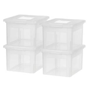 lot 58478 image: IRIS Dual Purpose Letter and Legal Size File Box, 4 Pack, Clear TWO LIDS DAMAGED