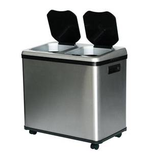 lot 58487 image: iTouchless - 16-Gal. Touchless Recycle Trash Can - Stainless Steel