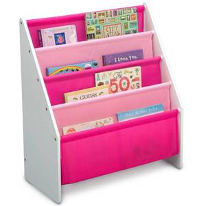 lot 58497 image: Delta Children Sling Book Rack Bookshelf for Kids - WhitePink