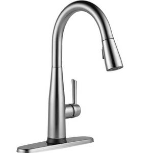 lot 58521 image: Delta Essa Single Handle Pull-Down Kitchen Faucet in Arctic Stainless 9113T-AR-DST