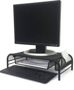 lot 58530 image: Mind Reader MESHMONSTA-BLK Metal Mesh Monitor Stand and Desk Organizer with Drawer, Black
