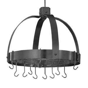 lot 58566 image: Graphite Dome Hanging Pot Rack with Grid & 16 Hooks