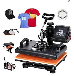 lot 3798 image: F2C Pro Heat Press 12x15 inch Combo 5 in 1 Heat Press Machine Digital Multifunctional Sublimation Heat Transfer Machine Swing Away 360 Degree Rotation for T Shirts Mug Hat Plate Cap Pattern Printing