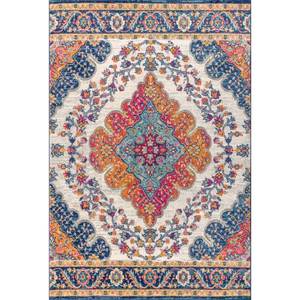 lot 53406 image: JONATHAN Y Bohemian Flair Boho Vintage Medallion BlueMulti 4 ft. x 6 ft. Area Rug