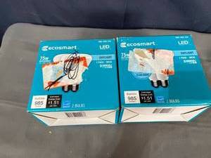 lot 53598 image: Lot of 2 EcoSmart 75-Watt Equivalent BR30 Dimmable ENERGY STAR LED Light Bulb Daylight (2-Pack)