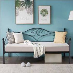 lot 53608 image: VECELO Premium Daybed Metal Bed Frame Twin Size Steel Slat SupportStrong Legs HeadboardMattress Foundation, Multi-Functional Furnitu
