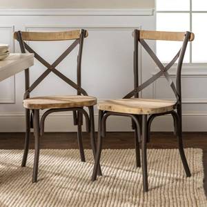 lot 55931 image: Walker Edison Rustic Reclaimed Solid Wood Dining Chairs, Set of 2