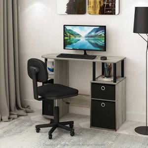 lot 55992 image: Furinno 15111 JAYA Simplistic Computer Study Desk with Bin Drawers, French Oak GreyBlack