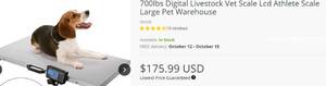lot 53509 image: SurmountWay 440lbs Digital Livestock Scale Large Pet Vet Scale Stainless Steel Platform Electronic Postal Shipping Scale Industrial Floor Scale Heavy Duty Dog Scale