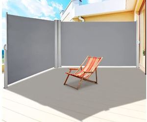 lot 53567 image: VEVOR Grey Retractable Awnig 63236-Rugged Full Aluminum Rust-Proof Patio Sunshine Screen Privacy Divider Wind Screen. Longer Service Life, Suitable for Courtyard, Roof Terraces and Pools