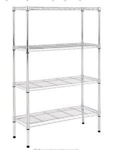 lot 55868 image: AMAZON BASICS 4 SHELF SHELVING UNIT CHROME IN COLOR