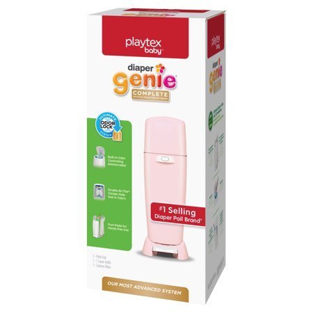 lot 43989 image: Playtex Diaper Genie Complete Pink Diaper Pail with 1 Refill SOME DAMAGE