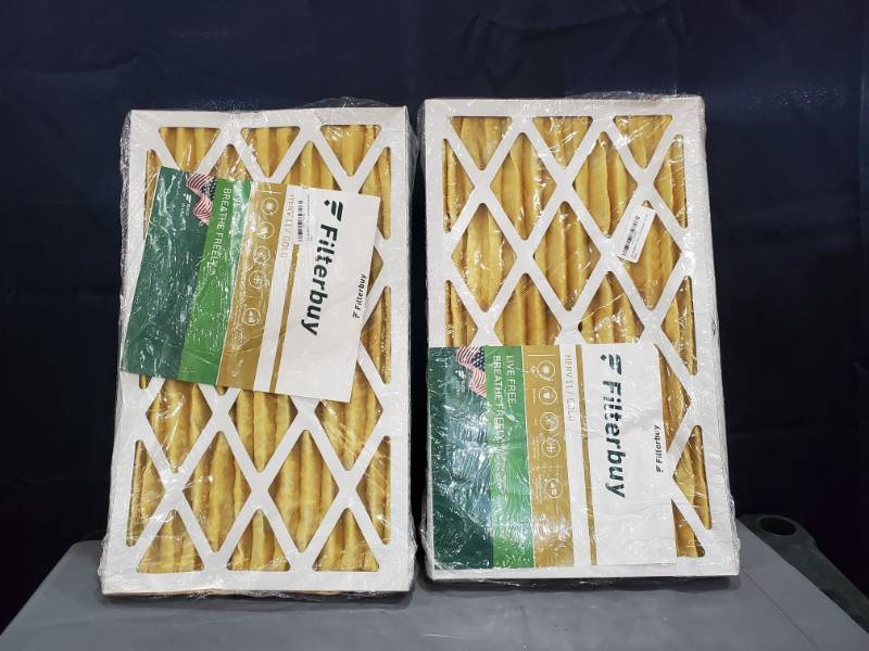 lot 46898 image: FilterBuy 13x21.5x1 Air Filter MERV 11, Pleated HVAC AC Furnace Filters (4 total, Gold) 