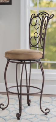 lot 53303 image: Linon Gathered Back Bar Stool, Swivel Seat, 29 inch Seat Height