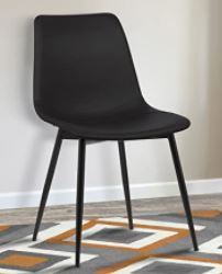 lot 53359 image: Armen Living Monte Dining Chair - Black Faux Leather Black Powder Coat Finish