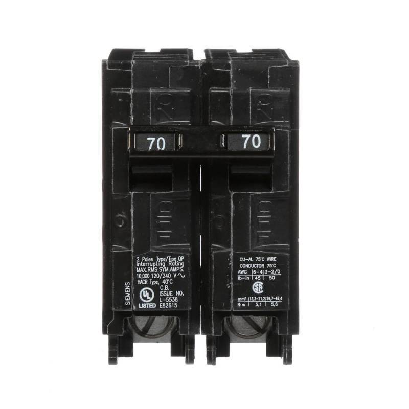 lot 53537 image: Siemens 70 Amp Double-Pole Type QP Circuit Breaker