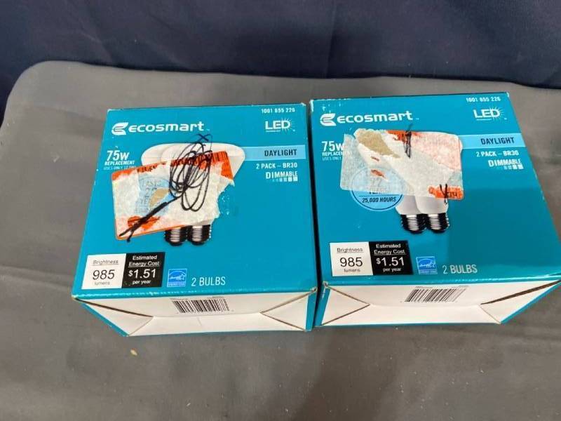 lot 53598 image: Lot of 2 EcoSmart 75-Watt Equivalent BR30 Dimmable ENERGY STAR LED Light Bulb Daylight (2-Pack)