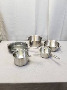 lot 807 image: Rachael Ray Professional Stainless SteelHard Anodized Nonstick Cookware Pots and Pans Set, 8 Piece, Gray and Silver