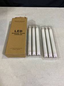 lot 1365 image: GenSwin Flameless White Taper Candles Flickering with 10-Key Remote, Battery Operated Led Warm 3D Wick Light Window Candles Real Wax Pack of 6, Christmas Home Wedding Decor(0.78 X 9.64 Inch)