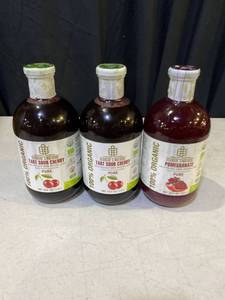 lot 1410 image: Georgias Natural Juices 2x Cherry 1x Pomegranate