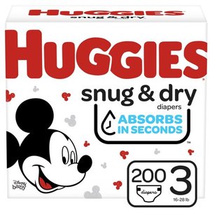 lot 1565 image: Huggies Snug & Dry Baby Diapers, Size 3, 200 Ct, One Month Supply