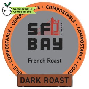 lot 1610 image: SF Bay Coffee French Roast 80 Ct Dark Roast Compostable Coffee Pods, K Cup Compatible including Keurig 2.0