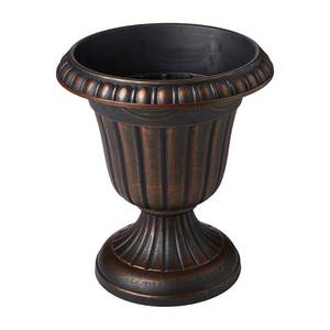 lot 1642 image: Arcadia Garden Products Traditional 13 in. x 15 in. Copper Plastic Urn, BrownCopper