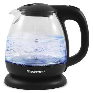 lot 1643 image: Elite Gourmet - 1L Electric Glass Water Kettle - Black