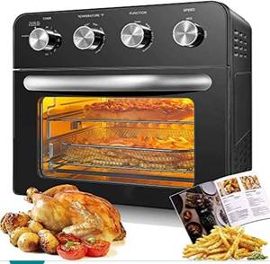lot 1653 image: 10-in-1 Air Fryer Oven, 24 QT large Convection Toaster Oven with Rotisserie and Dehydrator, 1700W Oil-free Cooking, 6 free Accessories & 75 Recipes, Black