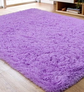 lot 1409 image: Ompaa Soft Fluffy Area Rug for Living Room Bedroom, 4x5.9 Purple Plush Shag Rugs, Fuzzy Shaggy Accent Carpets for Kids Girls Rooms, Modern Apartment Nursery Dorm Indoor Furry Decor