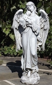 lot 1472 image: OUTDOOR DECOR ANGEL HOLDING BABY