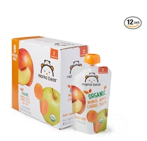 lot 1607 image: Amazon Brand - Mama Bear Organic Baby Food Stage 2 Mango Apple Carrot Peach 4...