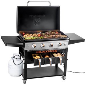 lot 69734 image: Blackstone 4-Burner 36 Griddle With Air Fryer and Hood (used sold as is) Retail Price $699