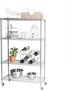 lot 69771 image: Seville Classics Steel Wire Shelving, 4-Tier, 36 W x 14 D, Silver