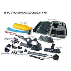 lot 69868 image: onn. Action Camera Accessory Kit, 15 Pieces