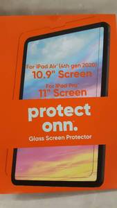 lot 69888 image: Protect Onn. Glass Screen Protector for iPad Air(4th gen 2020)10.9 screen, for iPad pro 11 screen 4-pack