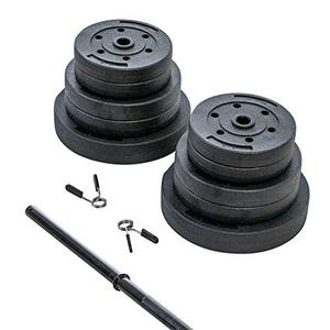 lot 16296 image: US Weight New 100 lb. Traditional Barbell Weight Set with New Upgraded 12-Gauge Steel Bar and Spring Locking Clips - Includes 20, 10 and 5 lb. Weights