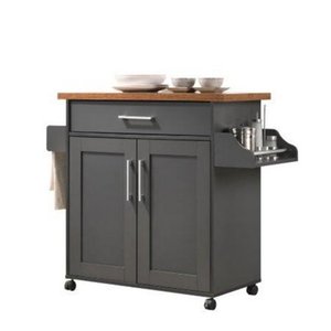 lot 19852 image: Hodedah Imports Kitchen Island with Spice Rack and Towel Holder