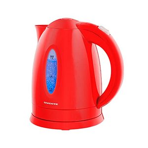 lot 19856 image: OVENTE Electric Kettle 1.7 Liter Hot Water Boiler LED Light, 1100 Watt BPA-Free Portable Tea Maker Fast Heating Element with Auto Shut-Off and Boil Dry Protection, Brew Coffee & Beverage, Red KP72R