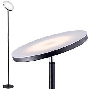 lot 19870 image: addlon - LED Torchiere Floor Lamp, Tall Standing Modern Lamp Pole Light for Living Room & Office,with Stepless Dimming, Memory Function - Classic Black