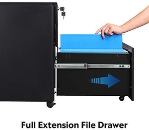 lot 19877 image: DEVAISE 3 Drawer Locking File Cabinet, Under Desk Metal Filing Cabinet for LegalLetterA4 File, Fully Assembled Except Wheels, Black