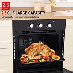 lot 19882 image: Electric Single Wall Oven 24, Gasland Chef ES605MB Built-in Wall Oven 2.5 Cu.Ft. 240V 2300W, 5 Functions, Mechanical Knob Control, Black Glass