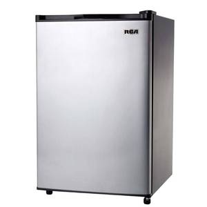 lot 19910 image: RCA 3.2 Cu Ft Single Door Mini Fridge with Freezer RFR322, Platinum